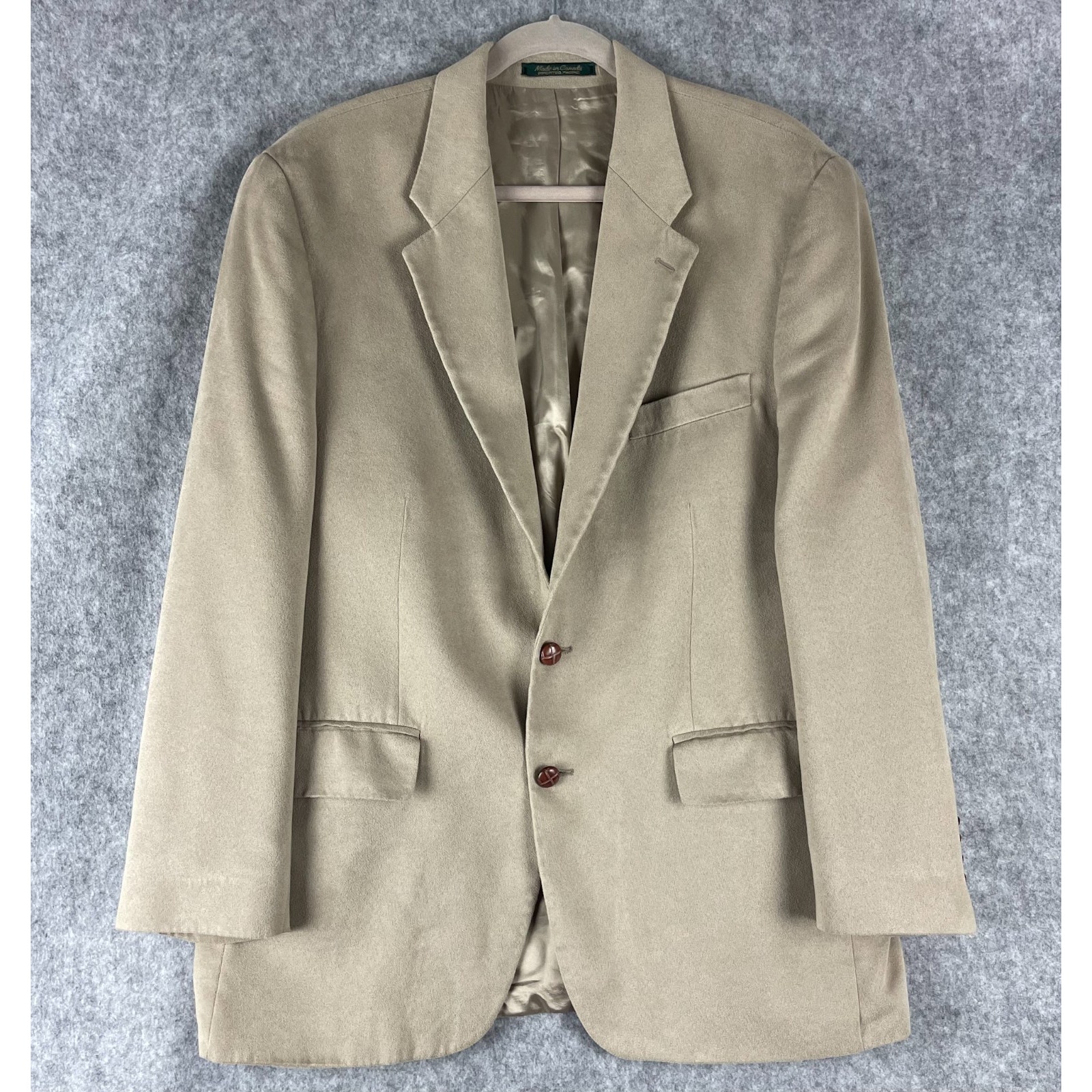 Vintage Ralph Ralph Lauren Faux Suede Blazer Sport Coat Men 44r Beige 2 Button